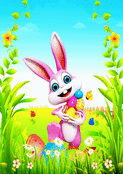 Lapin joyeux et &oelig;ufs cach&eacute;s de P&acirc;ques